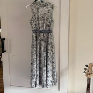 Navy and White Midi Dress